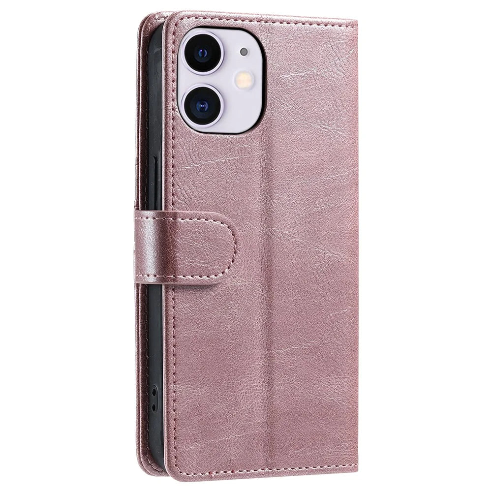 013 Style For iPhone 11 Case Leather Wallet Phone Cover with 6 Card Slots - Rose Gold - 7