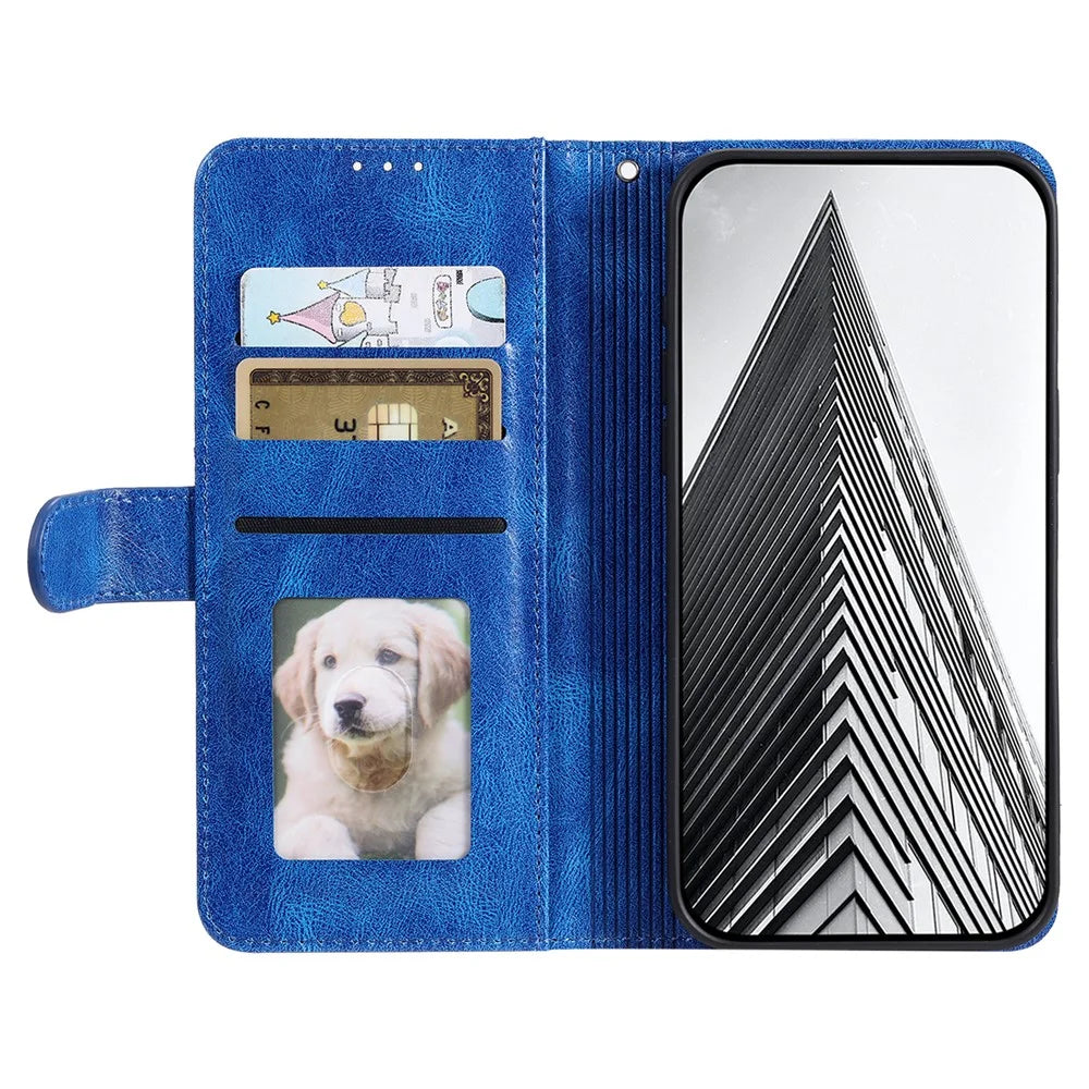 013 Style For iPhone 12 6.1 inch Phone Case Leather 6 Card Slots Cover with Wrist Strap - Blue - 2