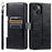 013 Style For iPhone 13 Case PU+TPU Stand Phone Cover with 6 Card Slots - Black - 1