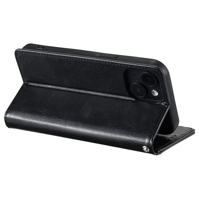 013 Style For iPhone 13 Case PU+TPU Stand Phone Cover with 6 Card Slots - Black - 4