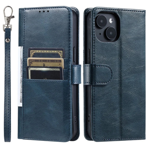 013 Style For iPhone 14 Case Leather 6 Card Holders Phone Wallet Cover - Blackish Green - 1