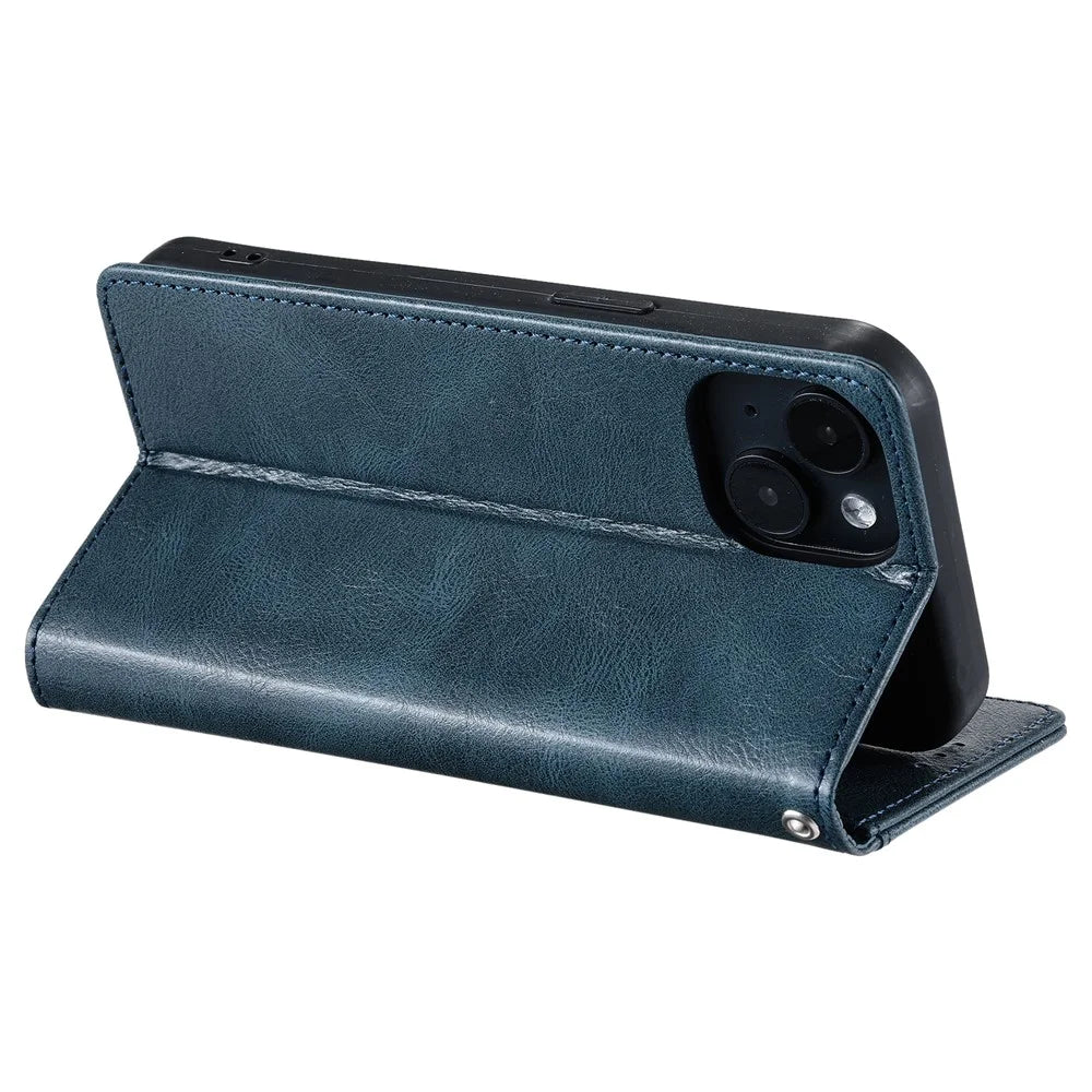 013 Style For iPhone 14 Case Leather 6 Card Holders Phone Wallet Cover - Blackish Green - 4