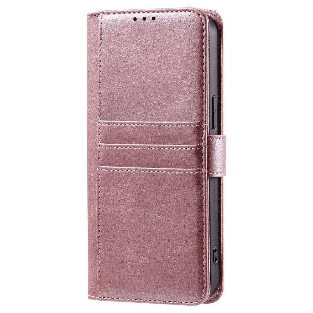 013 Style For iPhone 15 Leather Case with 6 Card Slots Protective Phone Cover - Rose Gold - 7