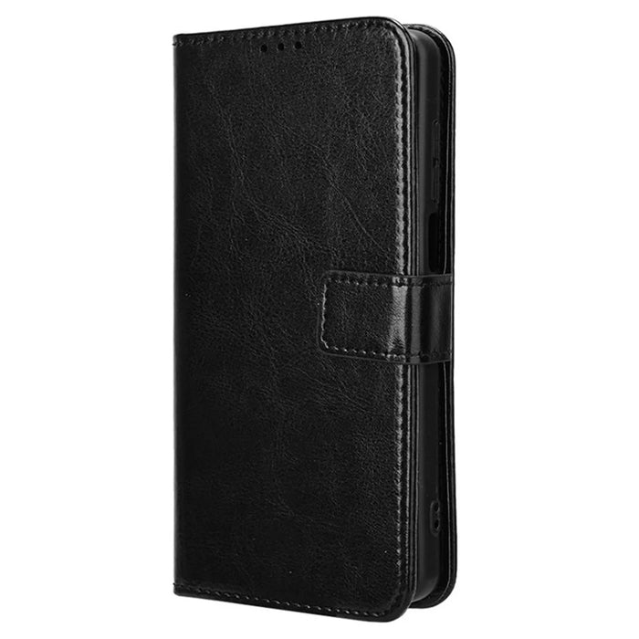 For TCL 501 Wallet Stand Case Crazy Horse Texture Leather Phone Cover - Black - 5