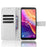 For TCL 501 Wallet Case Diamond Texture PU Leather Phone Cover with Stand - White - 2