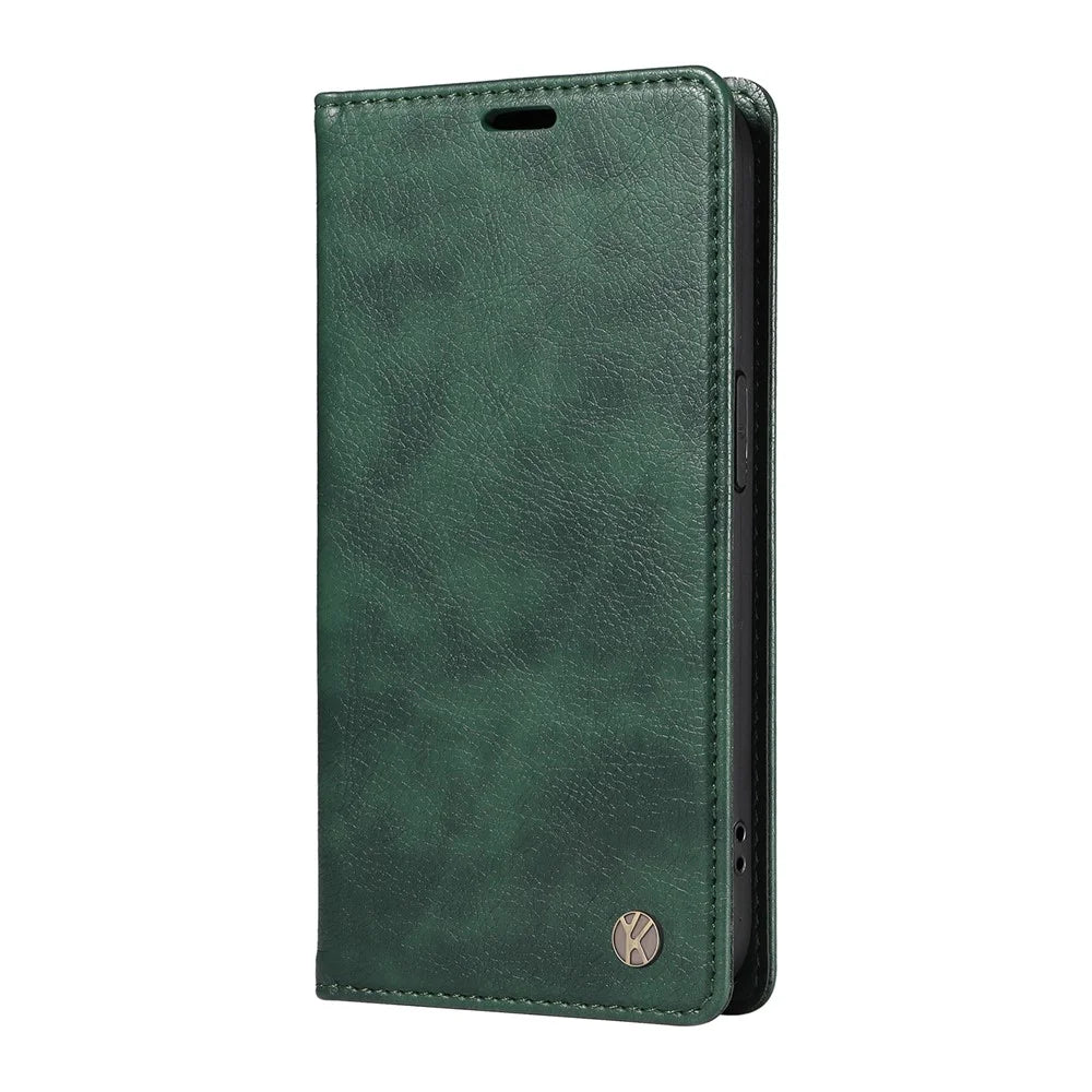 YIKATU YK-006 For Samsung Galaxy S22 5G Magnetic Case Litchi Texture Leather Flip Stand Phone Shell - Green - 7