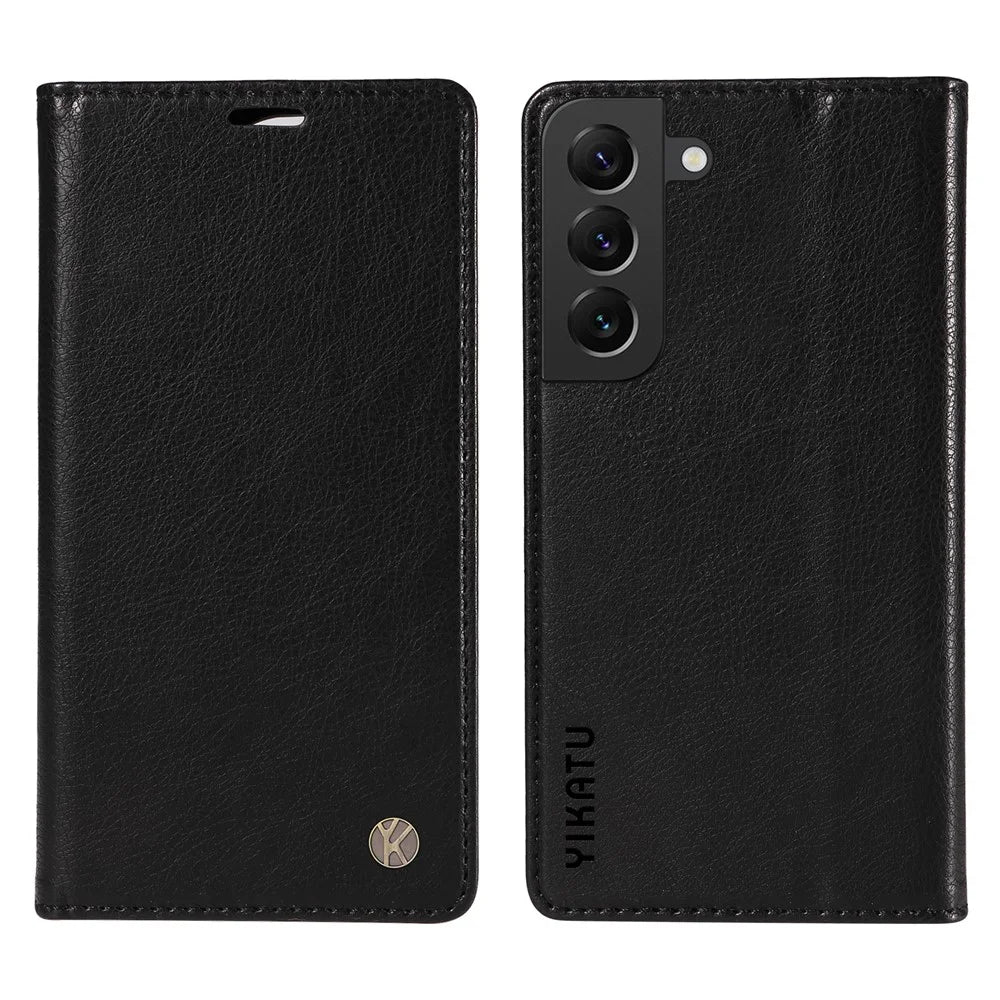 YIKATU YK-006 For Samsung Galaxy S21 5G / S21 4G Wallet Phone Case Litchi Texture Leather Flip Cover - Black - 1