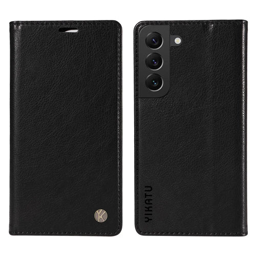 YIKATU YK-006 For Samsung Galaxy S21 5G / S21 4G Wallet Phone Case Litchi Texture Leather Flip Cover - Black - 1