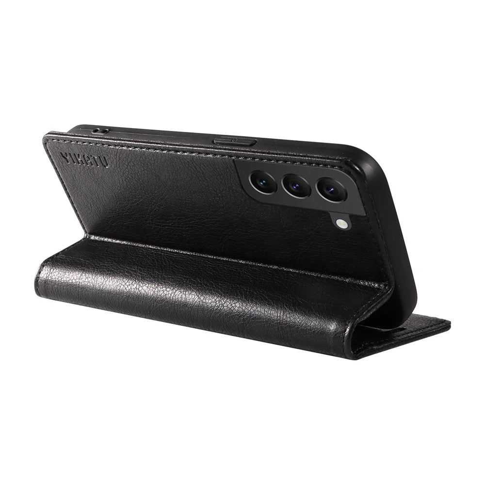 YIKATU YK-006 For Samsung Galaxy S21 5G / S21 4G Wallet Phone Case Litchi Texture Leather Flip Cover - Black - 4