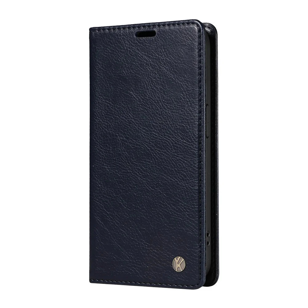 YIKATU YK-006 For iPhone 13 Pro Max Wallet Case Magnetic Closure Leather Phone Cover - Navy Blue - 7