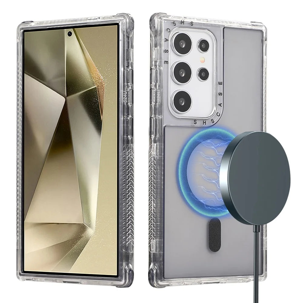 For Samsung Galaxy S24 Ultra Magnetic Case PC+TPU Phone Cover - Grey - 1