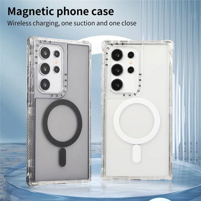 For Samsung Galaxy S24 Ultra Magnetic Case PC+TPU Phone Cover - Grey - 3