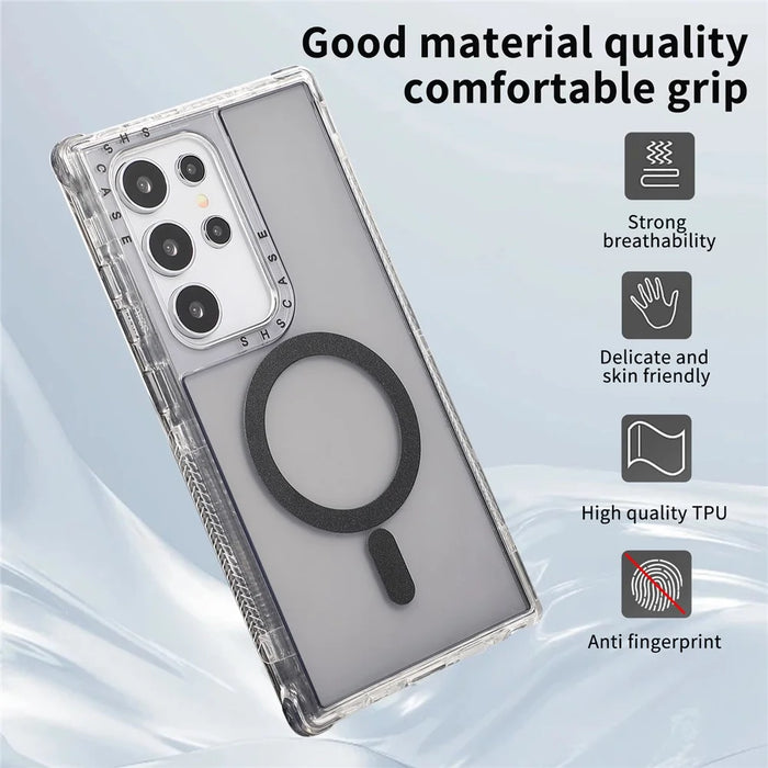 For Samsung Galaxy S24 Ultra Magnetic Case PC+TPU Phone Cover - Grey - 5