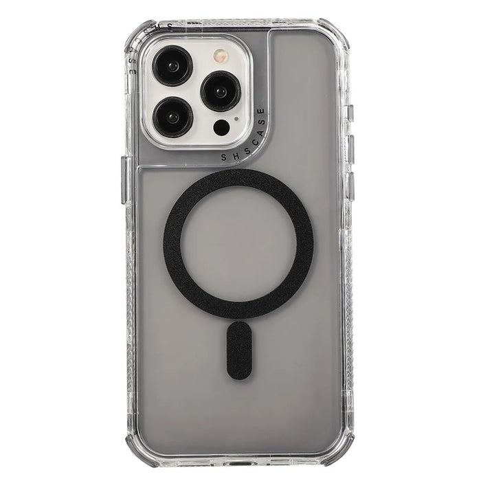 For iPhone 14 Pro Magnetic Phone Case Reinforced Corners PC+TPU Phone Cover - Grey - 2