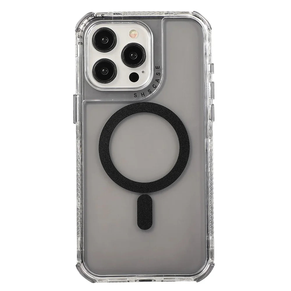 For iPhone 14 Pro Max Magnetic Case Reinforced Corners PC+TPU Phone Cover - Grey - 2