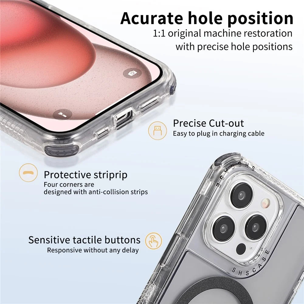 For iPhone 15 Pro Case Shockproof PC+TPU Phone Cover Compatible with MagSafe - Grey - 7