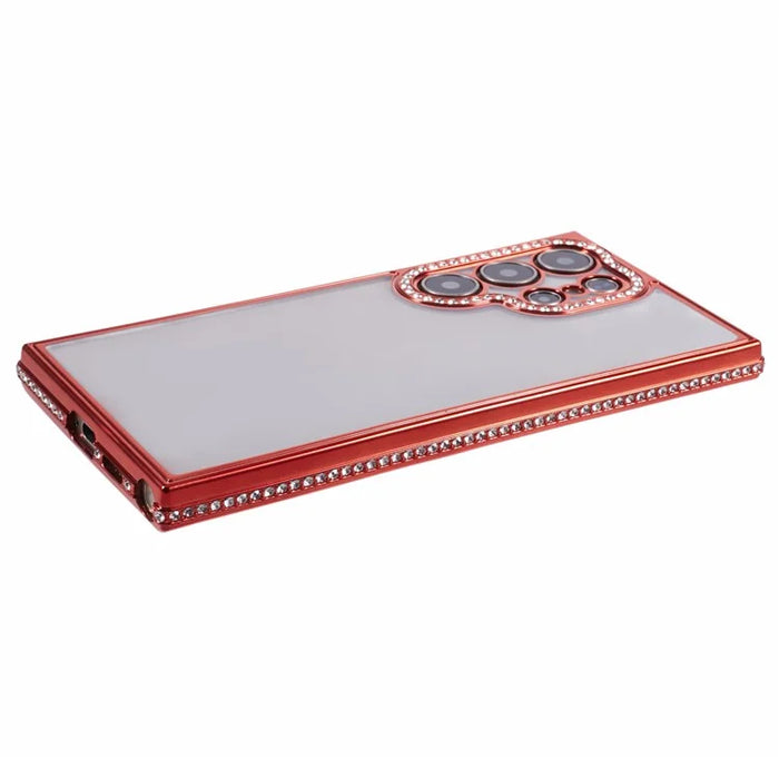 For Samsung Galaxy S24 Ultra TPU Case Rhinestones Decor Phone Protective Cover - Red - 5