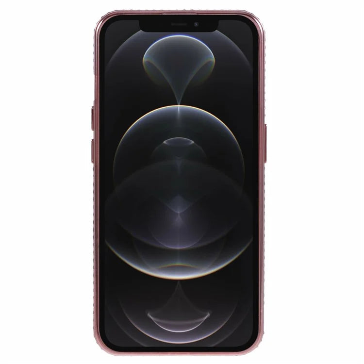 For iPhone 12 Pro Max Anti-Scratch Phone Case Rhinestones Decor TPU Phone Cover - Rose Gold - 2