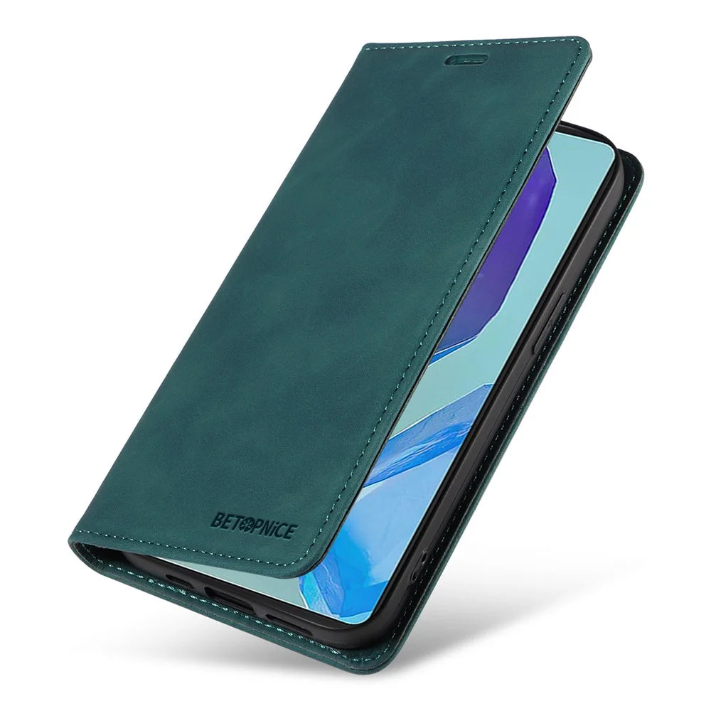 BETOPNICE 003 For Samsung Galaxy M55 5G / C55 5G / F55 5G Case Magnetic Closing Leather Cover RFID Blocking Wallet - Green - 5