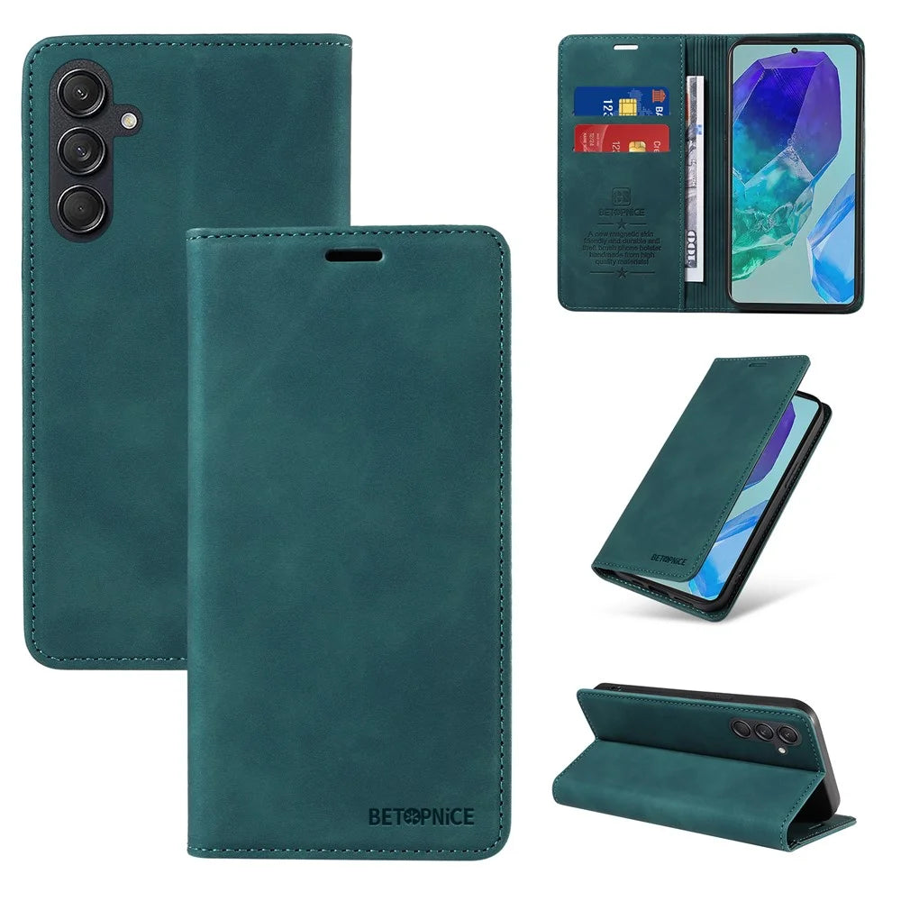 BETOPNICE 003 For Samsung Galaxy M55 5G / C55 5G / F55 5G Case Magnetic Closing Leather Cover RFID Blocking Wallet - Green - 7