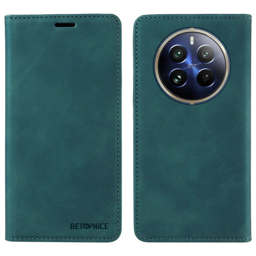 BETOPNICE 003 For Realme 12 Pro+ 5G / 12 Pro 5G Case PU+TPU Phone Protective Cover RFID Blocking Wallet - Green - 1