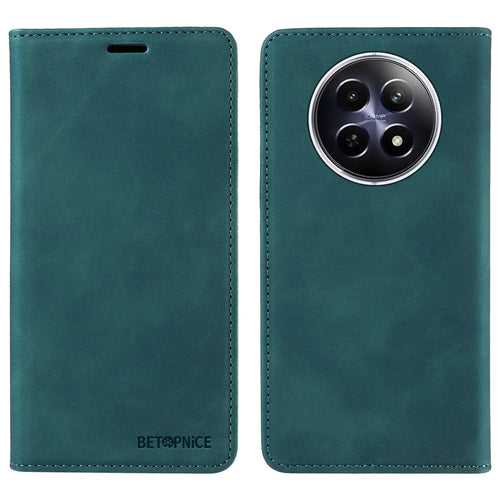 BETOPNICE 003 For Realme 12 5G Case RFID Blocking Wallet Drop-Proof Phone Stand Cover - Green - 1