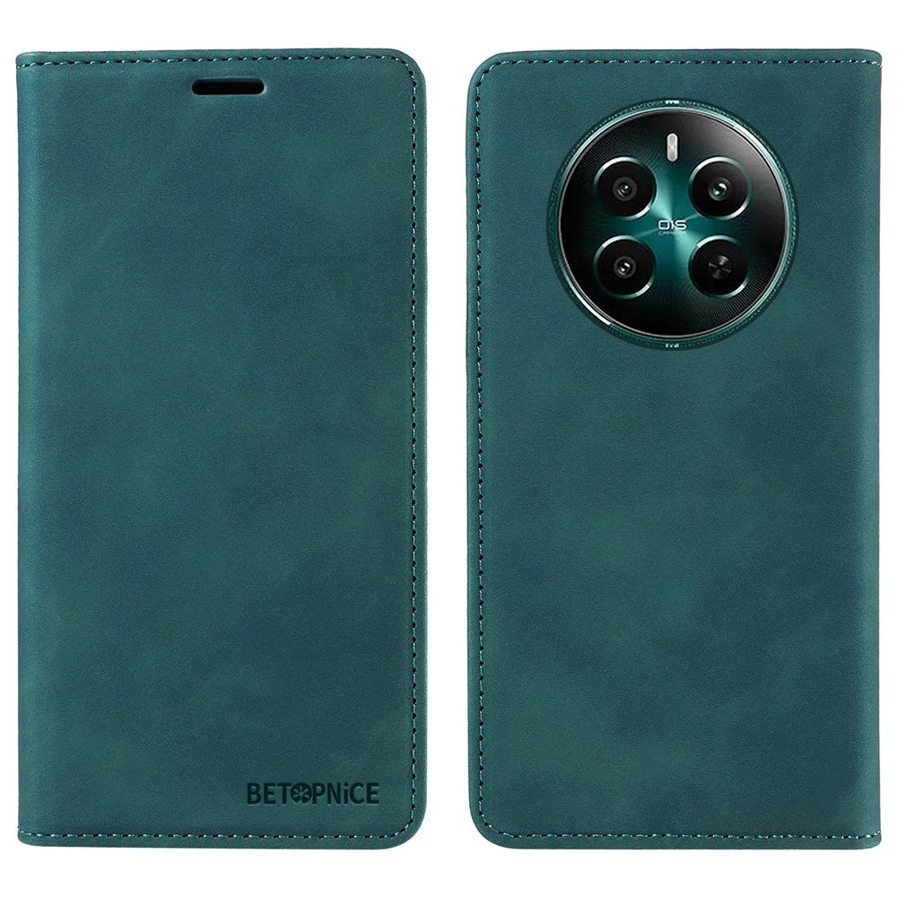 BETOPNICE 003 For Realme 12 4G / 12+ 5G / Narzo 70 Pro 5G Magnetic Case Card Slots RFID Blocking Phone Cover - Green - 1