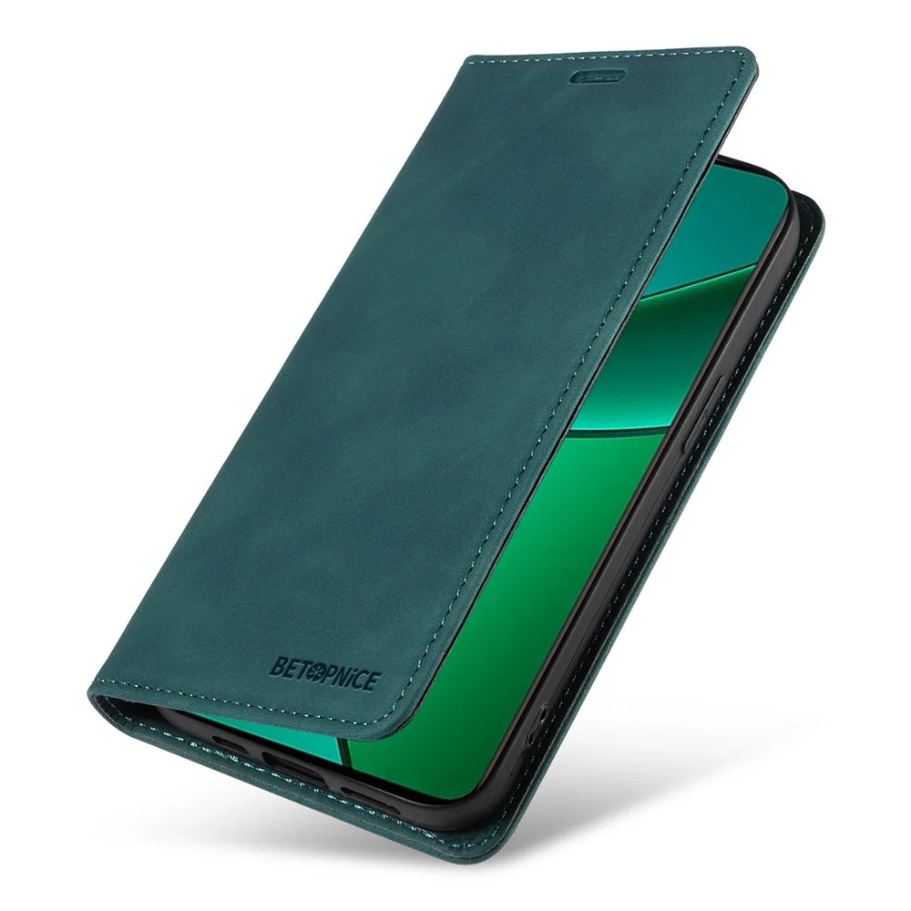 BETOPNICE 003 For Realme 12 4G / 12+ 5G / Narzo 70 Pro 5G Magnetic Case Card Slots RFID Blocking Phone Cover - Green - 5