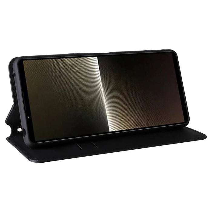 For Sony Xperia 1 VI Case Rhombus Pattern Magnetic Closing Leather Wallet Phone Cover - Black - 3