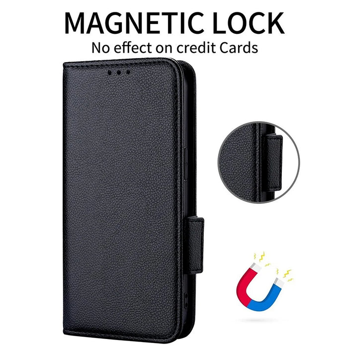 For Sony Xperia 1 VI Case with Wrist Strap Litchi Texture PU Leather Wallet Phone Cover - Black - 5