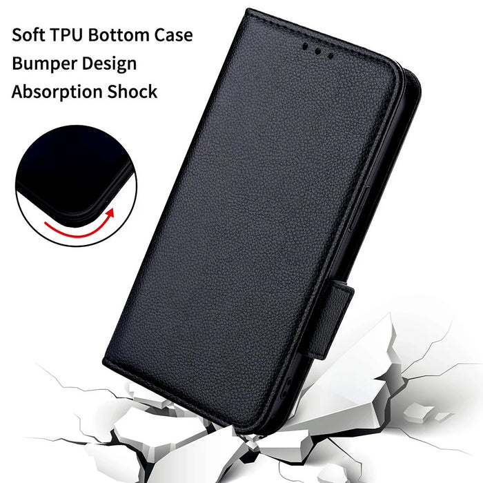 For Sony Xperia 1 VI Case with Wrist Strap Litchi Texture PU Leather Wallet Phone Cover - Black - 6