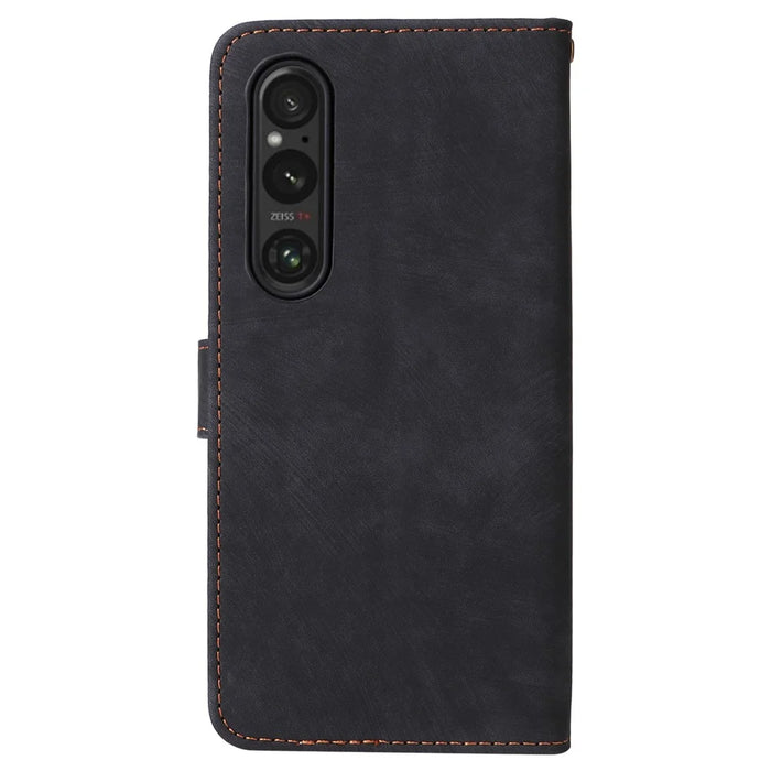 For Sony Xperia 1 VI Leather Case RFID Blocking Wallet Cover with Wrist Strap - Black - 7