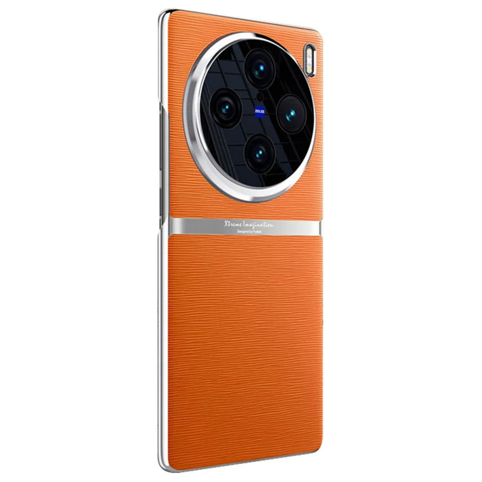 For vivo X100 Pro 5G Case Shockproof Acrylic + PC + PU Leather Phone Shell - Orange - 1