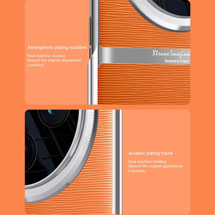 For vivo X100 Pro 5G Case Shockproof Acrylic + PC + PU Leather Phone Shell - Orange - 3