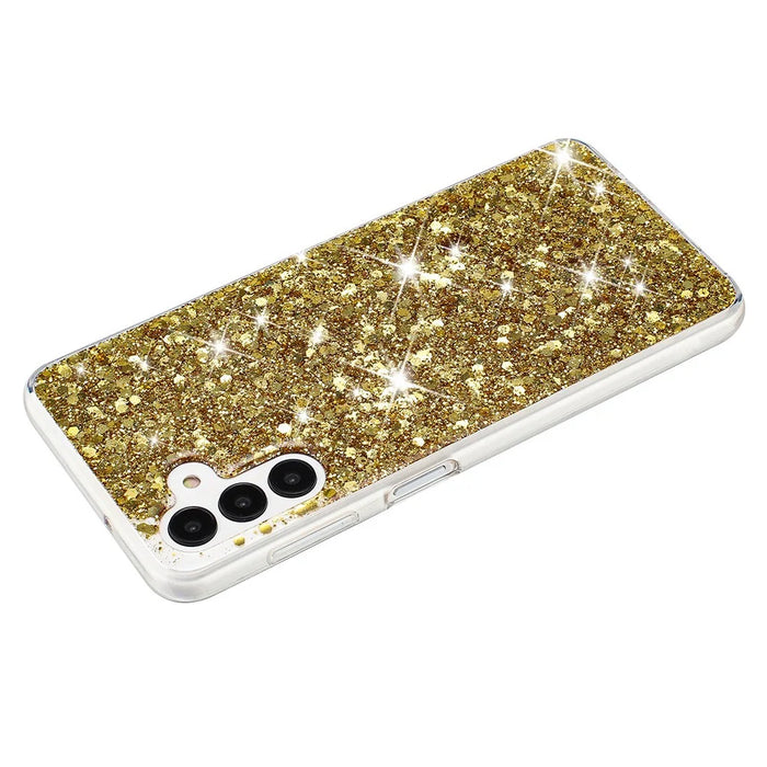 For Samsung Galaxy S24+ TPU Phone Case Epoxy Glittery Powder Cell Phone Cover - Gold - 2