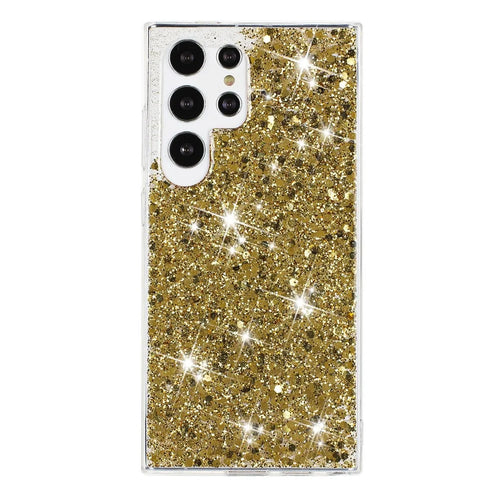 For Samsung Galaxy S23 Ultra Phone Case Anti-scratch Epoxy Glittery TPU Back Cover - Gold - 1