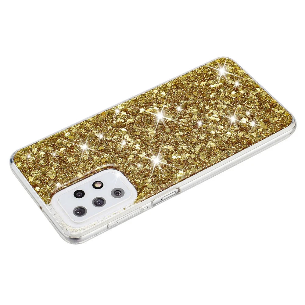 For Samsung Galaxy A23 4G / A23 5G (Global Version) Slim-Fit Glittery Powder Decor Phone Cover Epoxy TPU Phone Case - Gold - 2