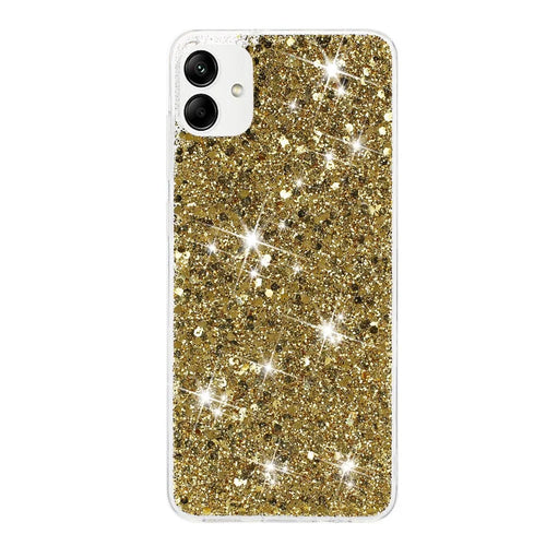 Phone Protector for Samsung Galaxy A05 4G Case Epoxy Glittery Powder TPU Phone Cover - Gold - 1