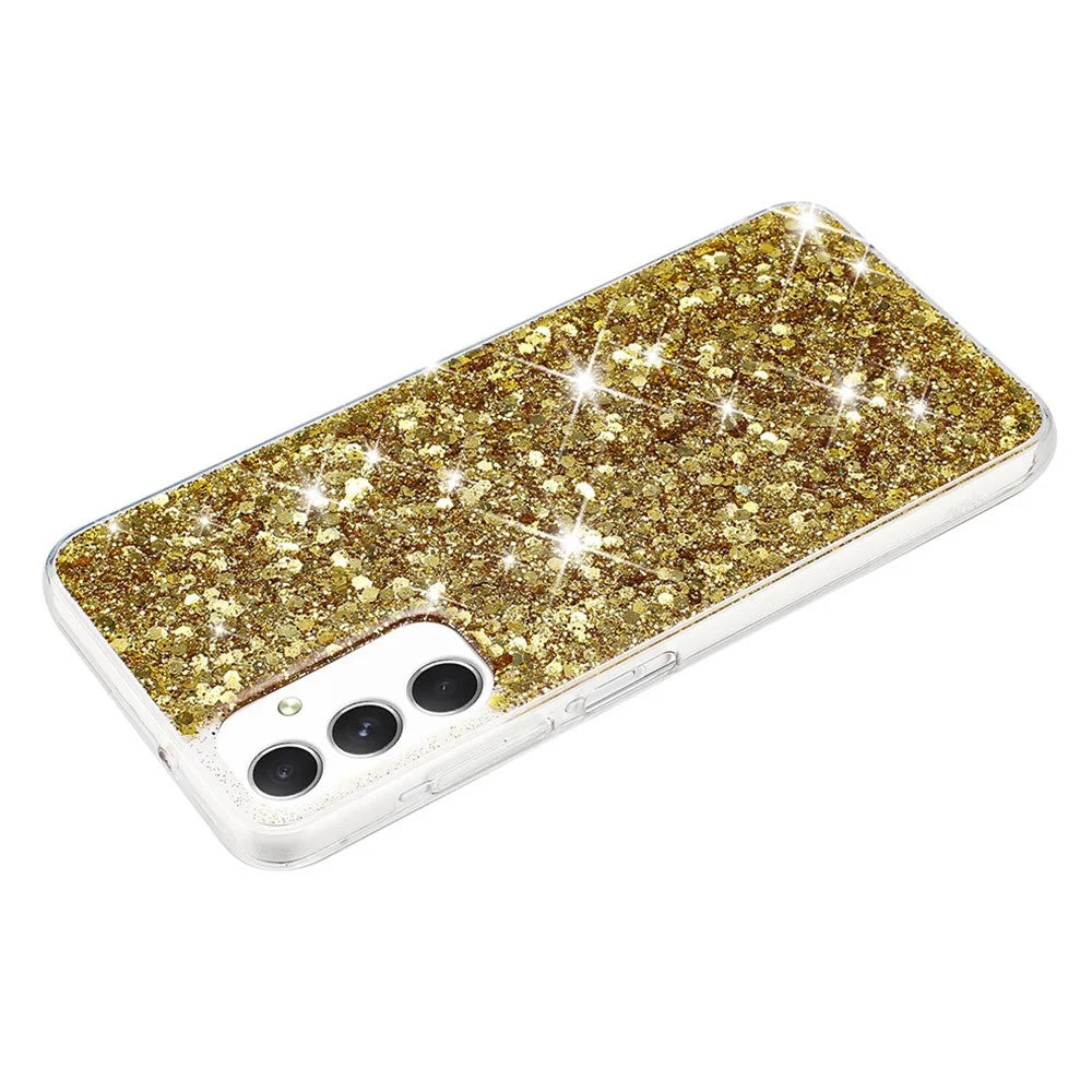 For Samsung Galaxy A05s 4G Case TPU Phone Shell Epoxy Glittery Powder Phone Cover - Gold - 2