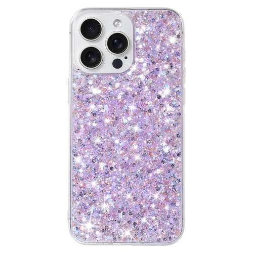 For iPhone 15 Pro Anti-Scratch TPU Phone Case Epoxy Glittery Powder Phone Cover - Purple - 1