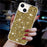 For iPhone 15 Back Protector Case Sparkle Epoxy Cell Phone TPU Cover - Gold - 4