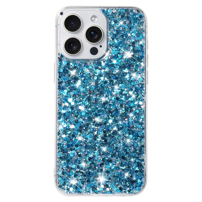 For iPhone 14 Pro Max Epoxy TPU Phone Case Shell Glittery Mobile Phone Cover - Blue - 1
