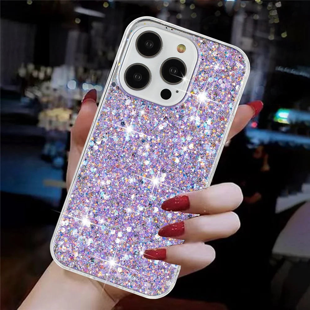 For iPhone 13 Pro 6.1 inch Case Stylish Epoxy Glittery Anti-drop TPU Phone Cover - Purple - 5