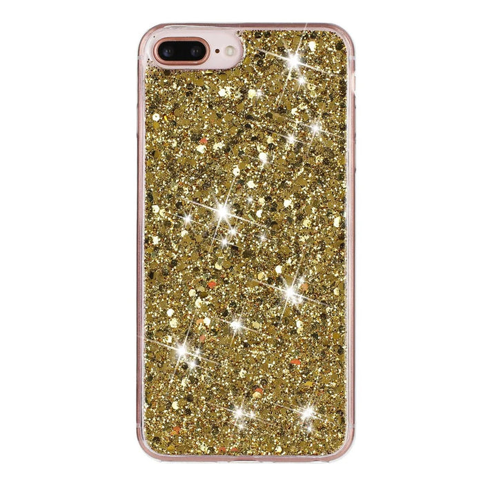 For iPhone 6 Plus / 7 Plus / 8 Plus 5.5 inch Glittery Powder Decor Phone Cover Epoxy TPU Phone Case - Gold - 1