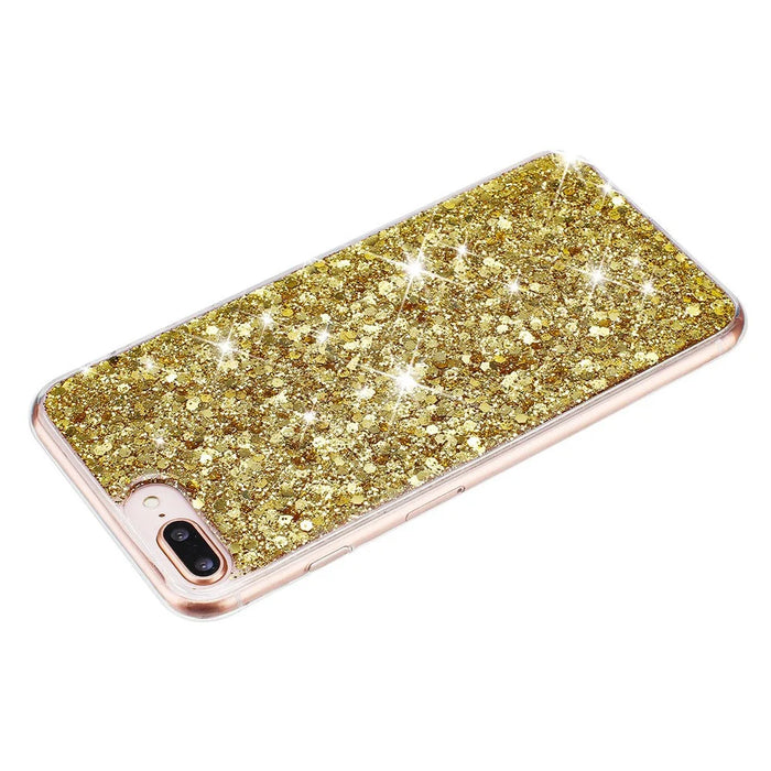 For iPhone 6 Plus / 7 Plus / 8 Plus 5.5 inch Glittery Powder Decor Phone Cover Epoxy TPU Phone Case - Gold - 2
