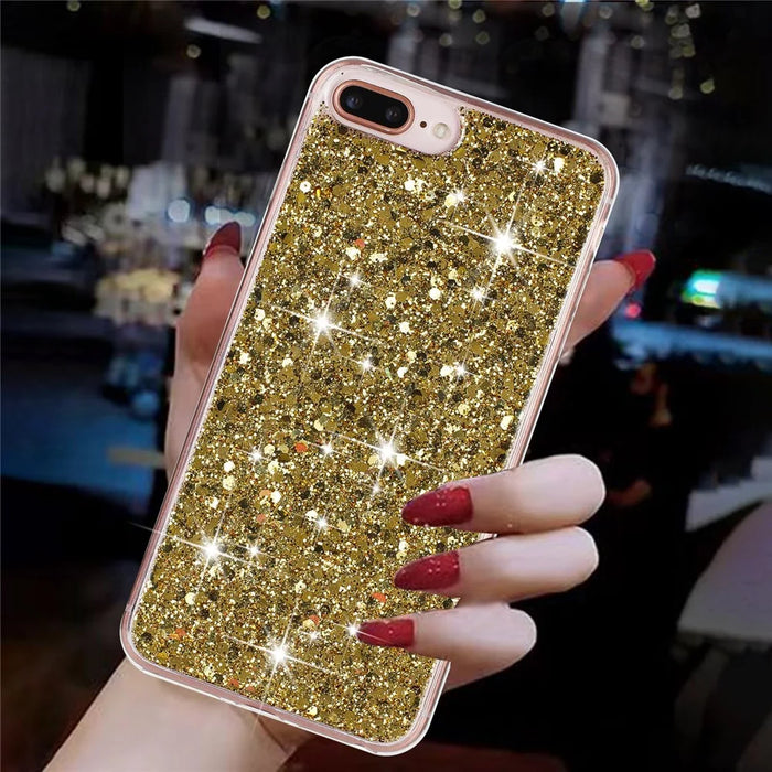 For iPhone 6 Plus / 7 Plus / 8 Plus 5.5 inch Glittery Powder Decor Phone Cover Epoxy TPU Phone Case - Gold - 4