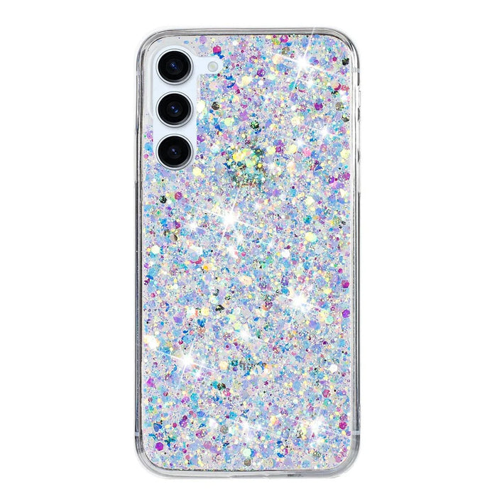 For Samsung Galaxy S23 Bump Proof Back Case Sparkle Epoxy Cell Phone TPU Cover - White - 1