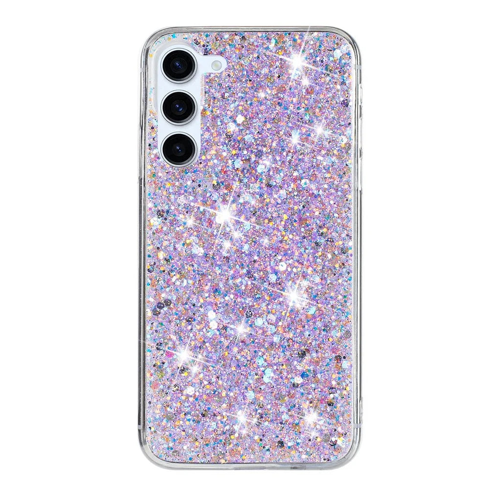 For Samsung Galaxy S23+ TPU Phone Case Epoxy Sequins Drop Protection Cover - Purple - 1