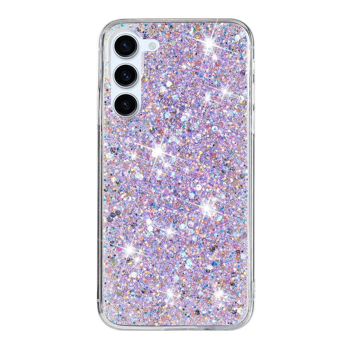 For Samsung Galaxy S23+ TPU Phone Case Epoxy Sequins Drop Protection Cover - Purple - 1