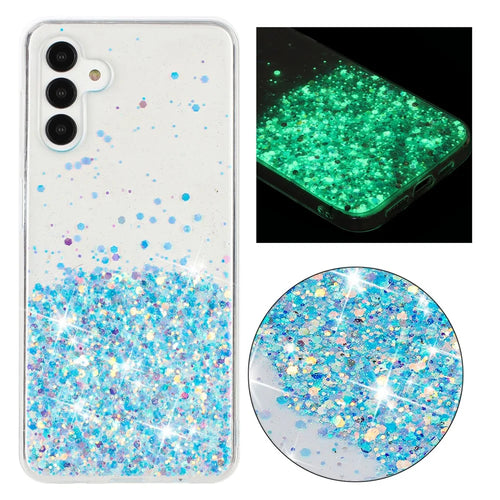For Samsung Galaxy A15 5G Soft TPU Case Glitter Sparkle Epoxy Glow In The Dark Phone Cover - Blue - 1